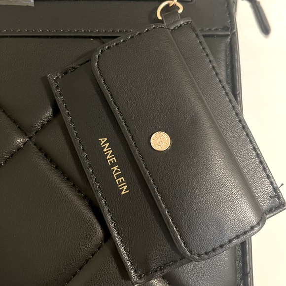 Anne Klein Quilted Tote with Card Case Black with Gold Accents. NWT. - Picture 4 of 6